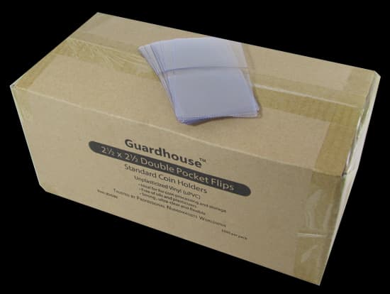 Guardhouse 2.5x2.5 Double Pocket Vinyl Protective Coin Flips - (no inserts)