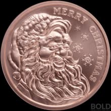 Copper 1 oz Merry Christmas Santa Round