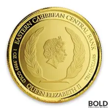 2018 EC8 St Kitts & Nevis Brown Pelican 1 oz Gold Proof (Colored)