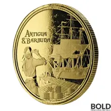2019 Antigua & Barbuda: Barbuda Rum Runner 1 oz Gold BU
