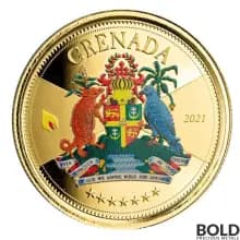 2021 EC8 Grenada: Coat of Arms 1 oz Gold Proof (Colored)