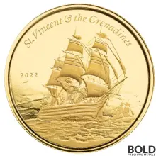 2022 Gold 1 oz EC8 St Vincent Grenadines War Ship Coin BU