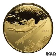 2022 Gold 1 oz St Kitts & Nevis Underwater Surfer Coin BU