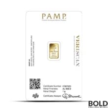 Gold 1 Gram Bar PAMP Fortuna