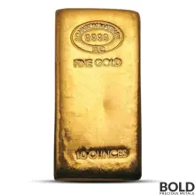10 oz Johnson Matthey Gold Cast Bar