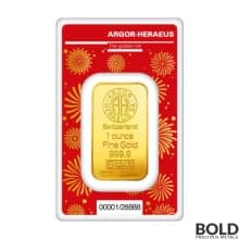 2024 Gold 1 oz Argor Heraeus Lunar YOT Dragon Bar (In Assay)