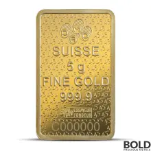 5 Gram PAMP Suisse Lady Fortuna 45th Anniversary Gold Bar (In Assay)