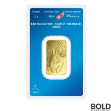 2023 Argor-Heraeus 10 Gram Gold Lunar Year of the Rabbit Bar (In Assay)