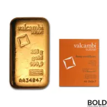 Valcambi Gold 250 Gram Cast Bar