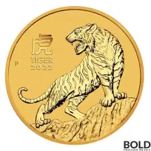 2022 Australia Perth Lunar Year of the Tiger 1/20 oz Gold BU