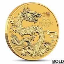2024 2 oz Perth Lunar Year of the Dragon Gold Coin (BU)