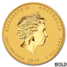 2019 Gold Australia Lunar Pig - 1/20 oz