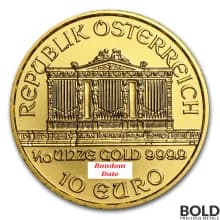 1/10 oz Austrian Gold Philharmonic Coin (Random Date)