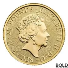 2022 Gold Great Britain Tudor's Beasts: Lion - 1/4 oz BU