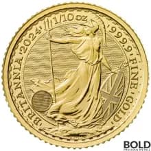 2024 Gold 1/10 oz British Royal Mint Britannia BU