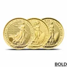 1/4 oz British Royal Mint Britannia Gold Coin (BU, Random)