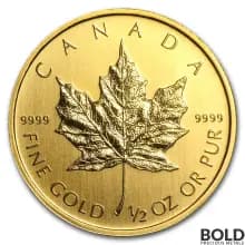 Gold Canada Maple Leaf *Random Date* - 1/2 oz