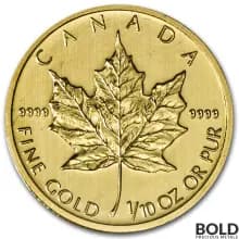 Gold Canadian Maple Leaf *Random Date* - 1/10 oz