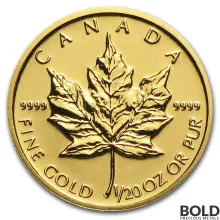 Gold Canadian Maple Leaf *Random Date* - 1/20 oz