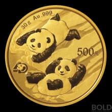 2022 China Panda 30 gram Gold BU