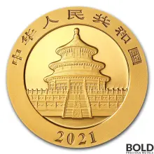 2021 China Panda 30 gram Gold BU
