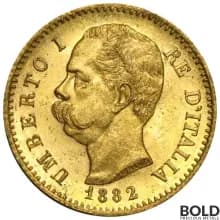 Gold Italy Lire 20 Umberto Avg Circ Coin