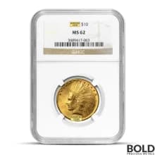 $10 Indian Gold Eagle Coin (MS62, NGC or PCGS, Random)
