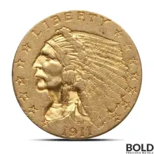 $2.50 Indian Quarter Eagle Gold Coin (XF)