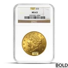 $20 Liberty Gold Double Eagle Coin (MS63, NGC or PCGS)