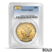$20 Liberty Double Eagle Gold Coin (MS64, NGC or PCGS)