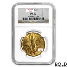 Gold American $20 St. Gaudens - NGC MS62