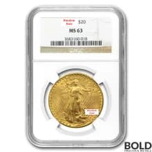 Gold American $20 St. Gaudens - NGC MS63