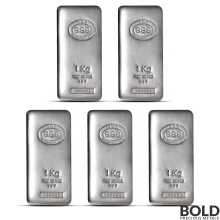 1 Kilo JBR Silver Bar (Lot of 5)
