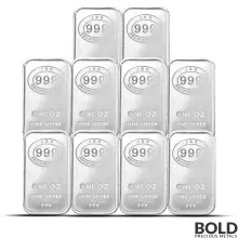 1 oz JBR Silver Bar (Lot of 10)