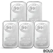 1 oz JBR Silver Bar (Lot of 5)