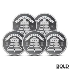 1 oz Asahi Liberty Bell Silver Round (Lot of 5)