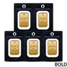 1 oz Rand Refinery Elephant Gold Bar (Lot of 5)