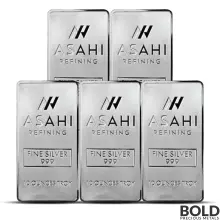 10 oz Asahi Silver Bar (Lot of 5)