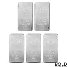 10 oz JBR Silver Bar (Lot of 5)