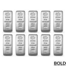 10 oz PAMP Suisse Silver Cast Bar (Lot of 10)