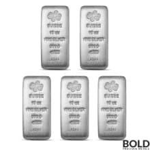 10 oz PAMP Suisse Silver Cast Bar (Lot of 5)