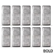 100 oz JBR Silver Bar - Lot of 10