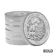 2023 2 oz Great Britain Tudor Beasts: Bull of Clarence Silver BU - 10 Coin Tube