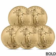 2024 1 oz American Eagle Gold Coin BU (Lot of 5)