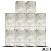 5 oz JBR Silver Bar (Lot of 10)