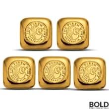 Lot of 5 - 1 oz Perth Mint Gold Cast Bar (New)