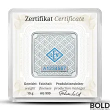 10 Gram Geiger Edelmetalle Square Silver Bar (Capsule)