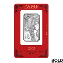 2022 PAMP 10 gram Lunar Tiger Silver Bar