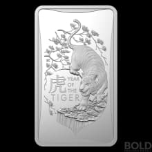 2022 Silver 1/2oz Royal Australian Mint Lunar Tiger Frosted Ingot Bar