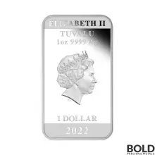 2022 Tuvalu James Bond: 60 Years of Bond 1 oz Silver Colored Proof Rectangular Coin